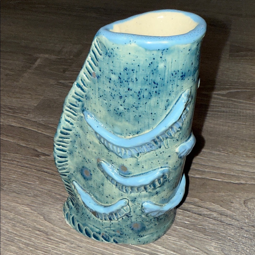 Artisan Coastal Pottery Vase with Fish-like Accents- signed “hBishop” - Picture 11 of 16